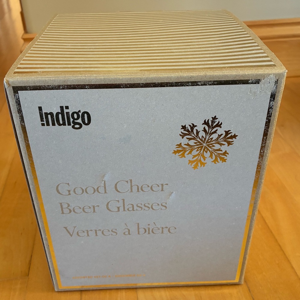 NIB Indigo Tall Glasses x4